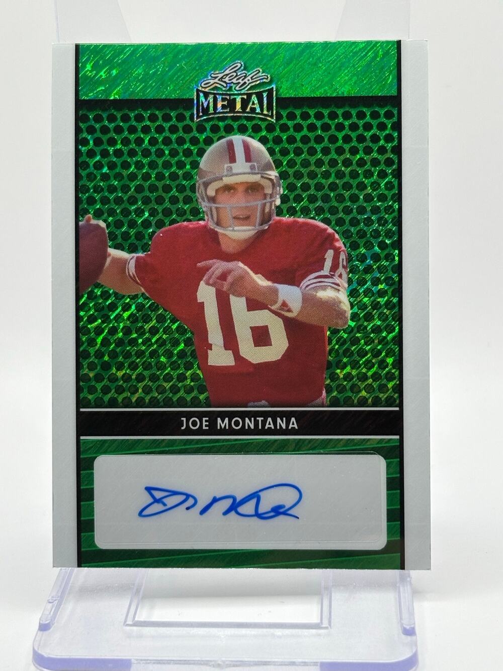 2024 Leaf Collective Joe Montana Green Shimmer Auto 7/7 SP San Francisco 49ers